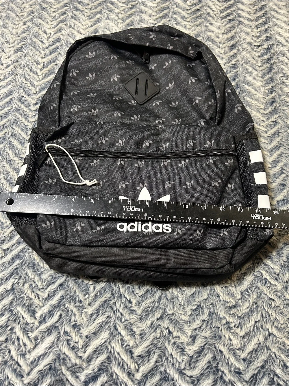 Men’s Adidas Originals Black Trefoil Logo Pattern Backpack - NWOT - Picture 2 of 12